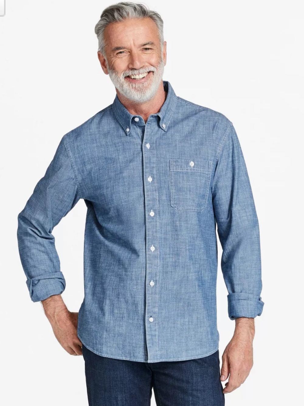 L.L. Bean Men's “comfort stretch” Light Blue Chambray Shirt- regular small